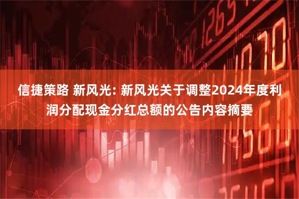 信捷策路 新风光: 新风光关于调整2024年度利润分配现金分红总额的公告内容摘要